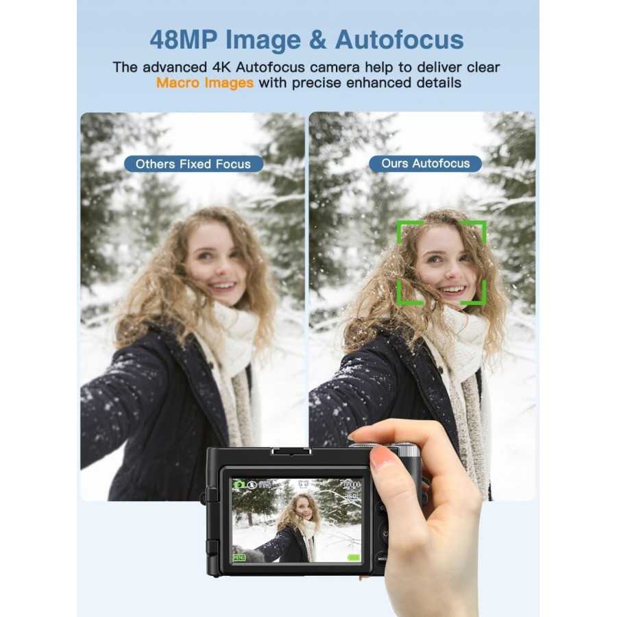 Cámara Digital 4K para fotografía y vídeo, autoenfoque, antivibración,