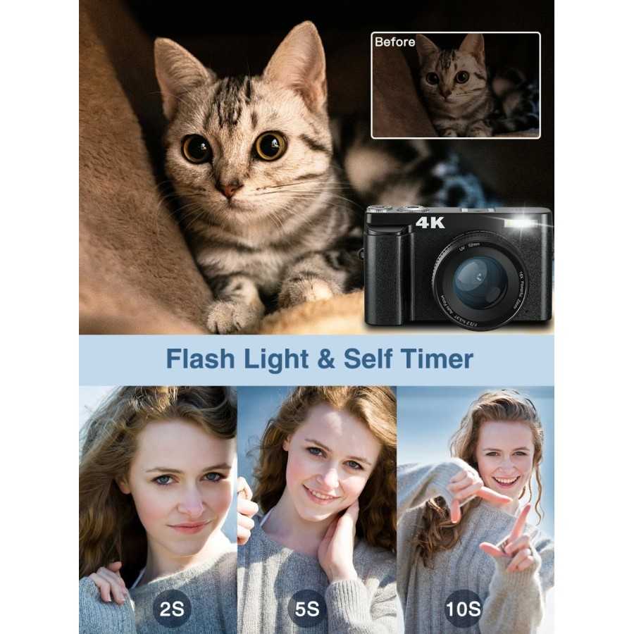 Cámara Digital 4K para fotografía y vídeo, autoenfoque, antivibración,