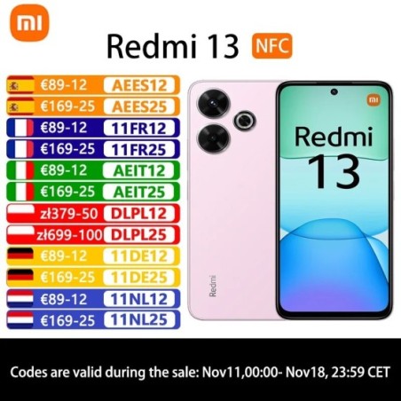 Xiaomi Redmi 13, Teléfonos inteligentes, MediaTek Helio G91-Ultra, Cámara de 108MP, 5030mAh, Carga rápida de 33W, Pantalla de 90