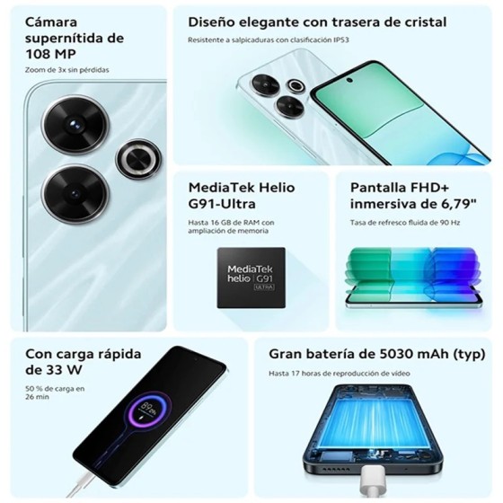 Xiaomi Redmi 13, Teléfonos inteligentes, MediaTek Helio G91-Ultra, Cám Xiaomi Redmi 13, Teléfonos inteligentes, MediaTek Helio G91-Ultra, Cám