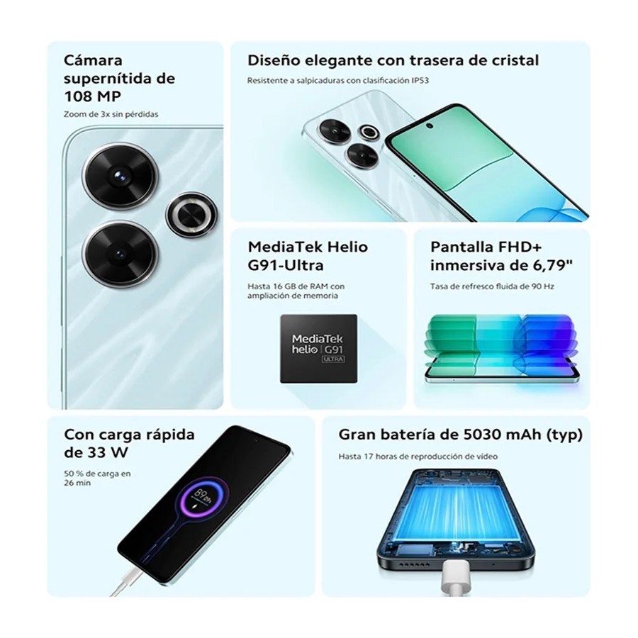 Xiaomi Redmi 13, Teléfonos inteligentes, MediaTek Helio G91-Ultra, Cám