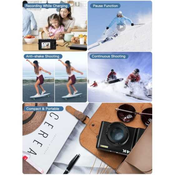 Cámara Digital 4K para fotografía y vídeo, autoenfoque, antivibración,