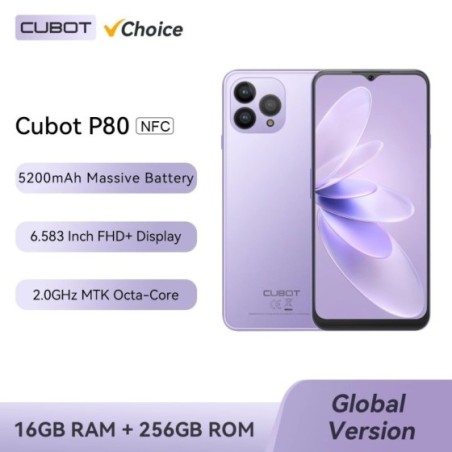 Choice Cubot-teléfono inteligente P80 versión Global, Smartphone con Android 13, 8GB de RAM, 2023 GB de ROM, NFC, pantalla gra