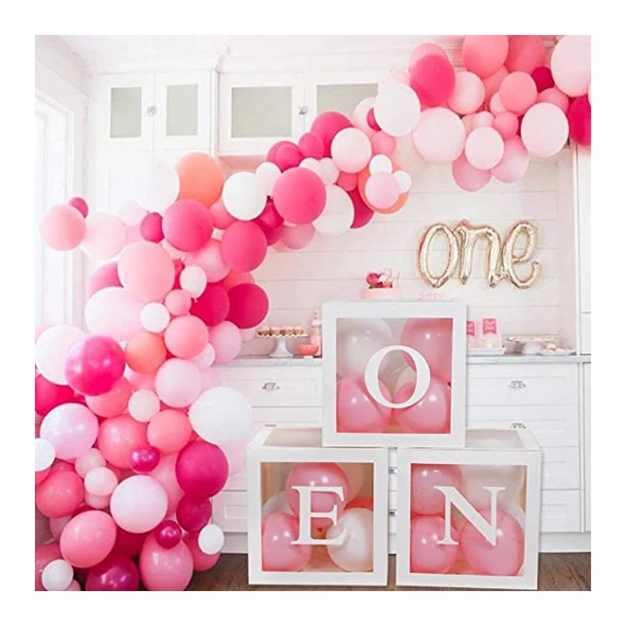 Cajas de globos de primer cumpleaños para decoraciones de fiesta, bloq