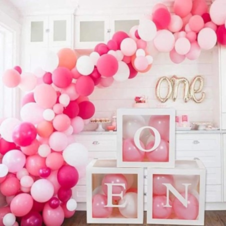 Cajas de globos de primer cumpleaños para decoraciones de fiesta, bloques de globos de primer cumpleaños, decoración con una let