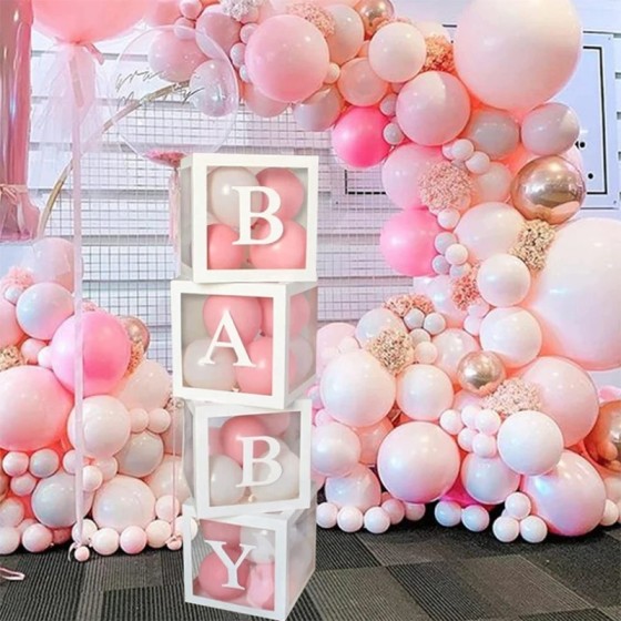 Cajas de globos de primer cumpleaños para decoraciones de fiesta, bloq