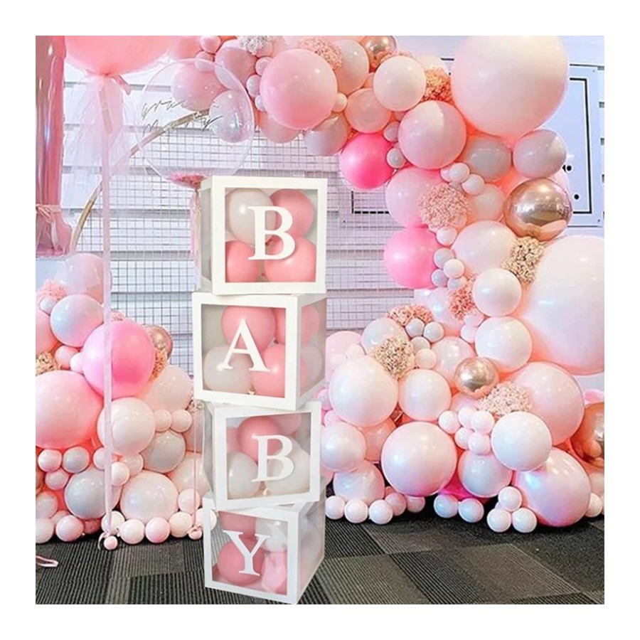 Cajas de globos de primer cumpleaños para decoraciones de fiesta, bloq