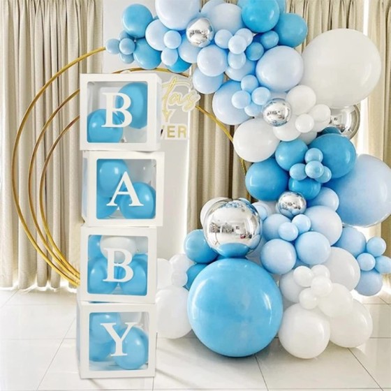 Cajas de globos de primer cumpleaños para decoraciones de fiesta, bloq