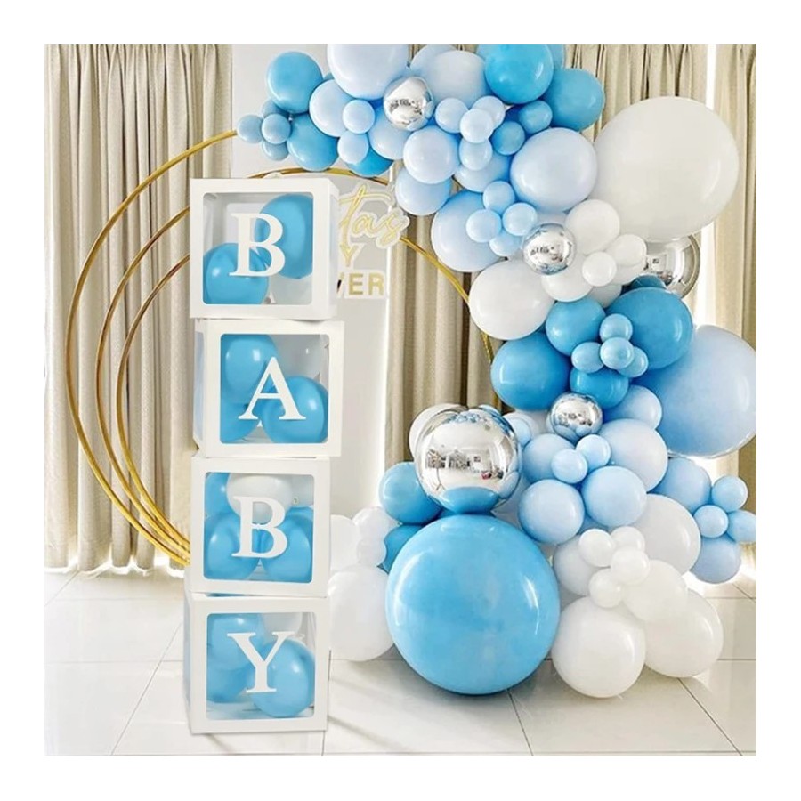 Cajas de globos de primer cumpleaños para decoraciones de fiesta, bloq
