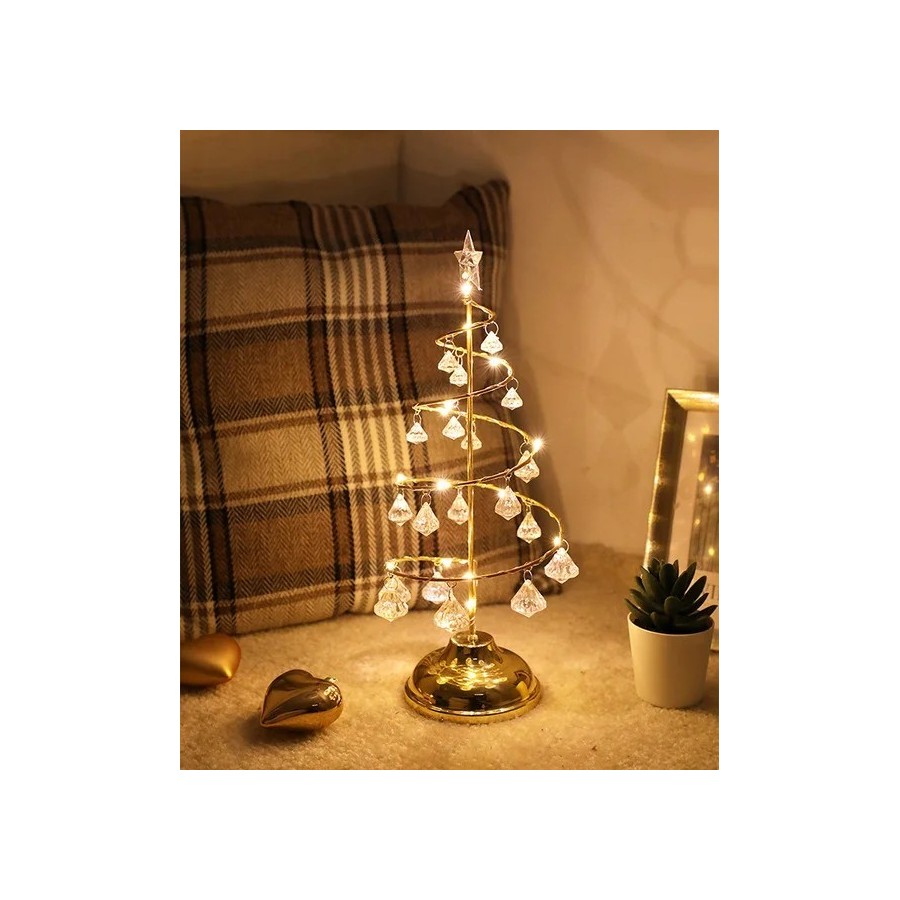 Lámpara LED de mesa de árbol de Navidad con batería, decoración de esc Lámpara LED de mesa de árbol de Navidad con batería, decoración de esc
