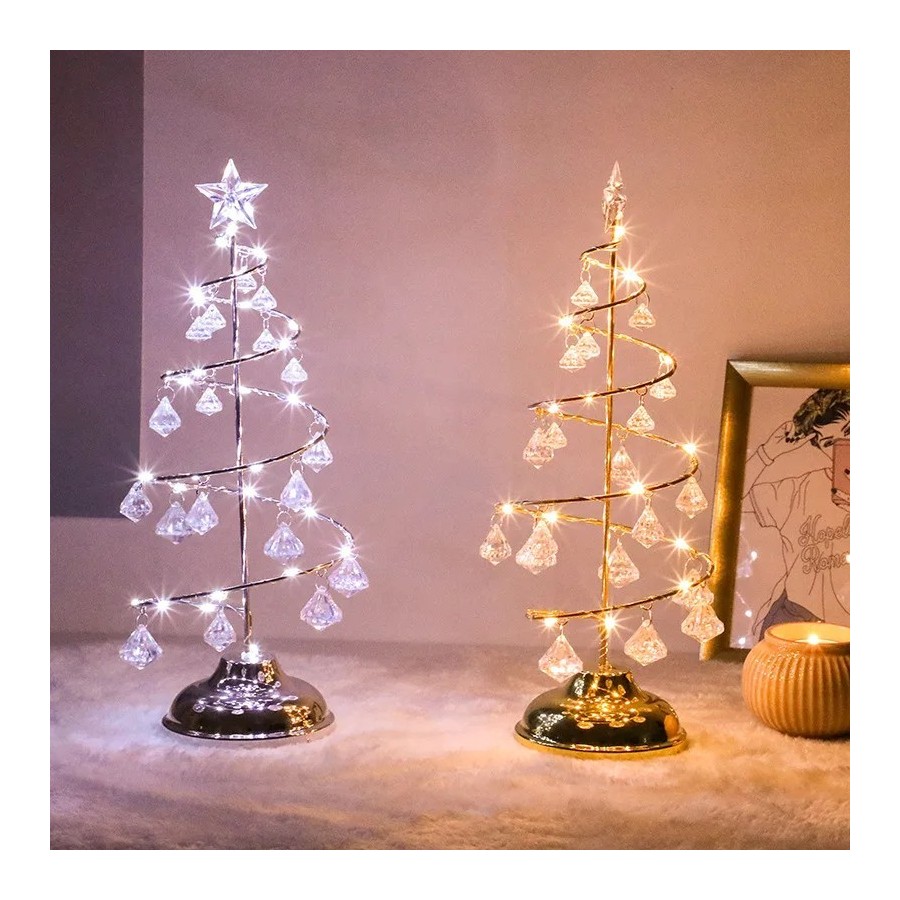 Lámpara LED de mesa de árbol de Navidad con batería, decoración de esc Lámpara LED de mesa de árbol de Navidad con batería, decoración de esc