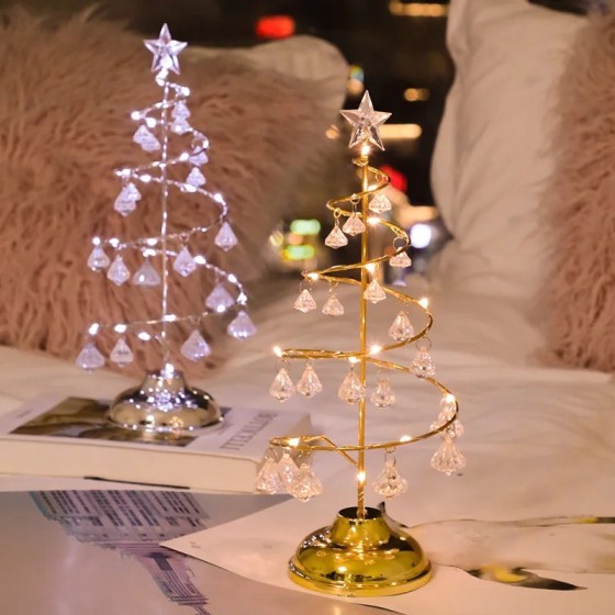 Lámpara LED de mesa de árbol de Navidad con batería, decoración de esc Lámpara LED de mesa de árbol de Navidad con batería, decoración de esc