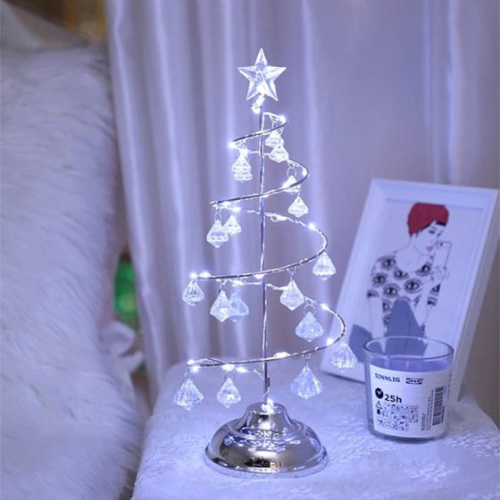 Lámpara LED de mesa de árbol de Navidad con batería, decoración de esc Lámpara LED de mesa de árbol de Navidad con batería, decoración de esc