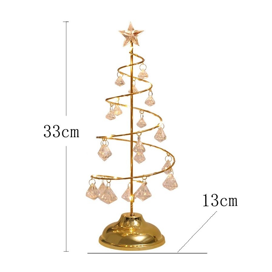 Lámpara LED de mesa de árbol de Navidad con batería, decoración de esc