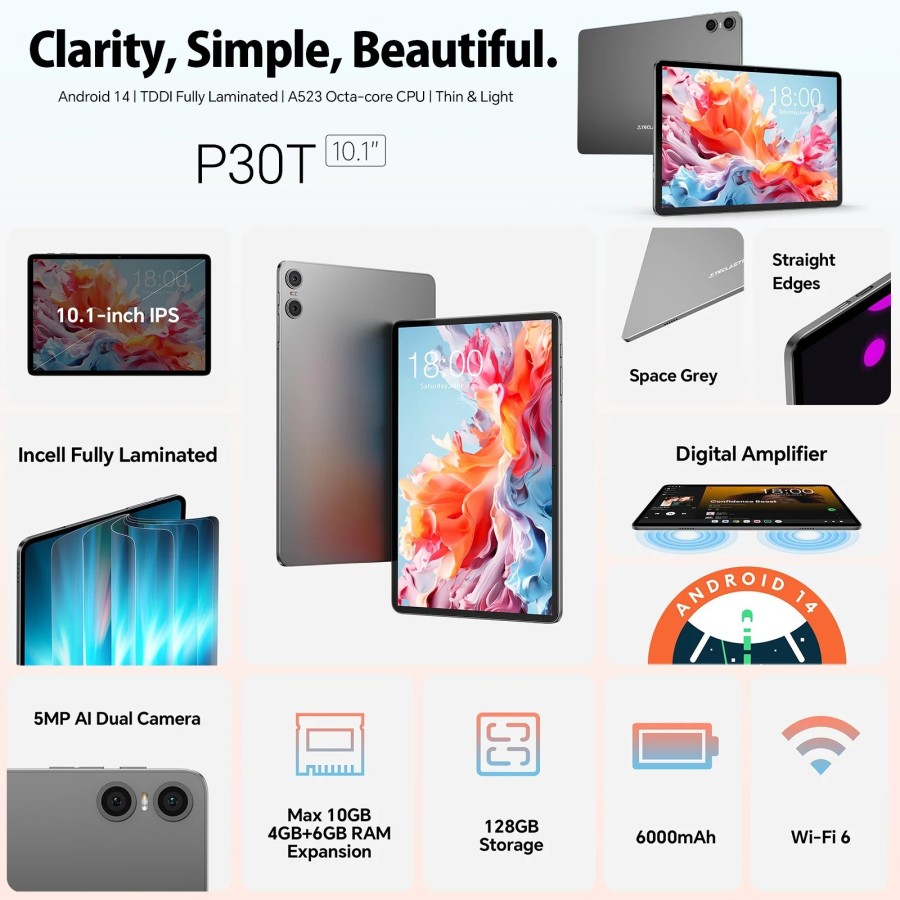 Tableta Teclast P30T Android 14, 10,1 pulgadas, Max 10GB RAM, 128GB RO Tableta Teclast P30T Android 14, 10,1 pulgadas, Max 10GB RAM, 128GB RO