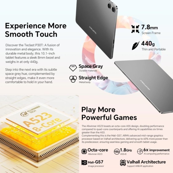 Tableta Teclast P30T Android 14, 10,1 pulgadas, Max 10GB RAM, 128GB RO Tableta Teclast P30T Android 14, 10,1 pulgadas, Max 10GB RAM, 128GB RO