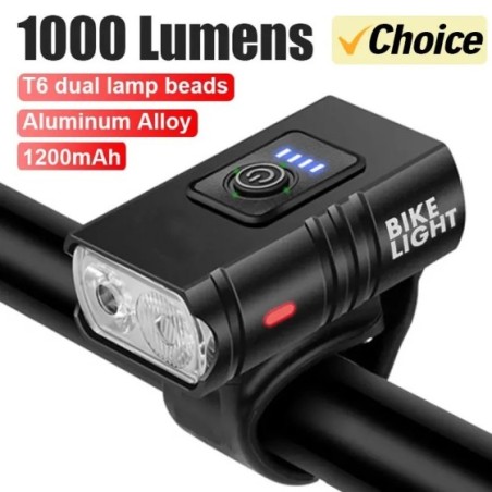 Luz brillante para bicicleta T6 LED frontal USB recargable MTB lámpara para bicicleta de montaña 1000LM linterna para bicicleta 