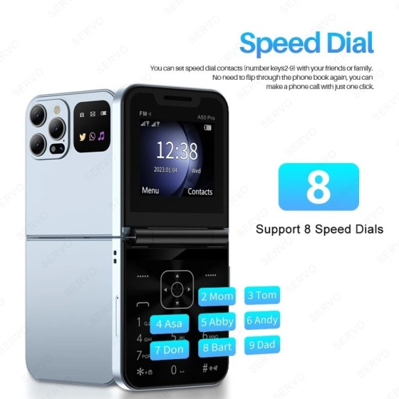 SERVO A50 Pro teléfono plegable, Tarjeta SIM Dual, GSM, antorcha eléct