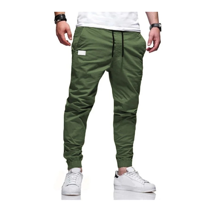 Pantalones Cargo holgados y rectos para hombre, ropa deportiva de colo