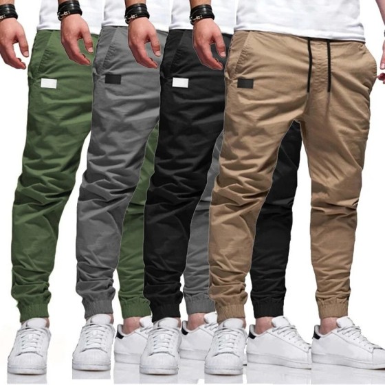 Pantalones Cargo holgados y rectos para hombre, ropa deportiva de colo