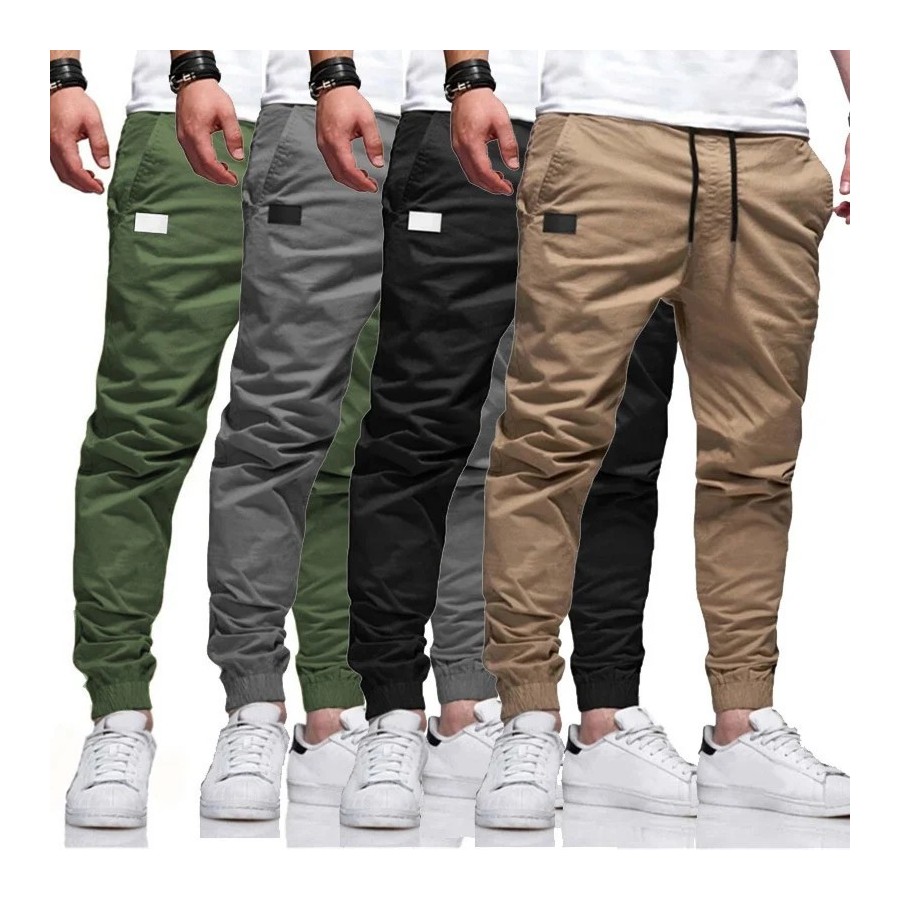 Pantalones Cargo holgados y rectos para hombre, ropa deportiva de colo