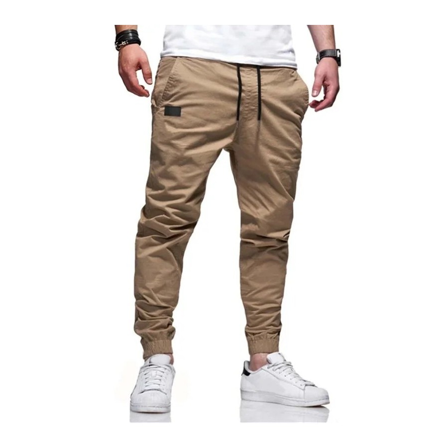 Pantalones Cargo holgados y rectos para hombre, ropa deportiva de colo
