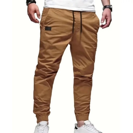 Pantalones Cargo holgados y rectos para hombre, ropa deportiva de colo