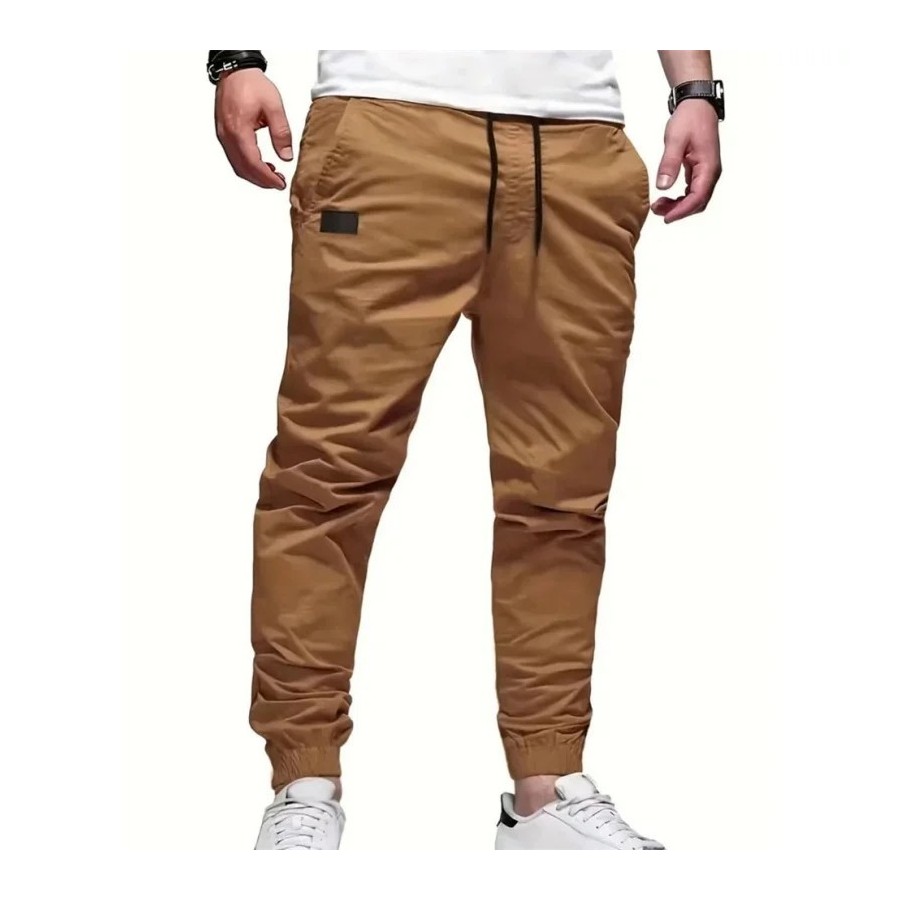 Pantalones Cargo holgados y rectos para hombre, ropa deportiva de colo