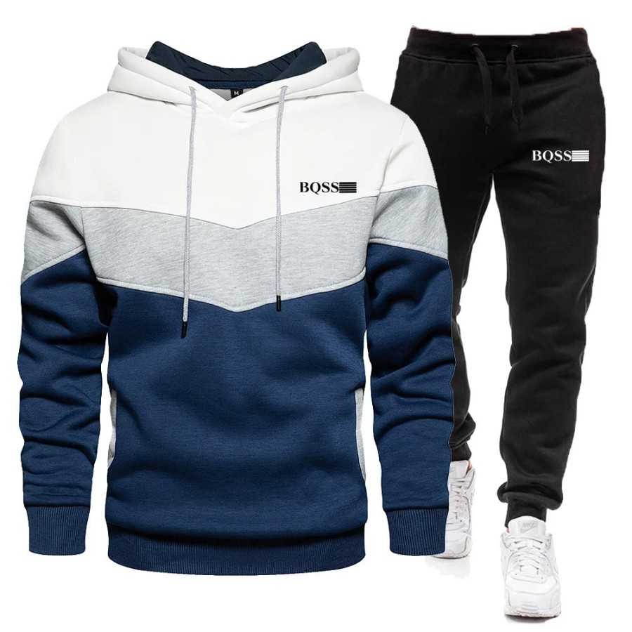 Conjunto de dos piezas para hombre, Sudadera con capucha y cremallera,