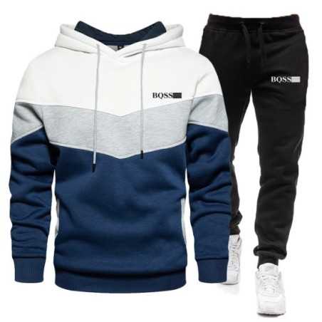 Conjunto de dos piezas para hombre, Sudadera con capucha y cremallera, suéter y pantalones, chándal de otoño e invierno, novedad