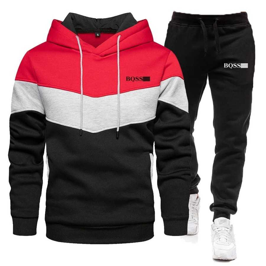 Conjunto de dos piezas para hombre, Sudadera con capucha y cremallera,