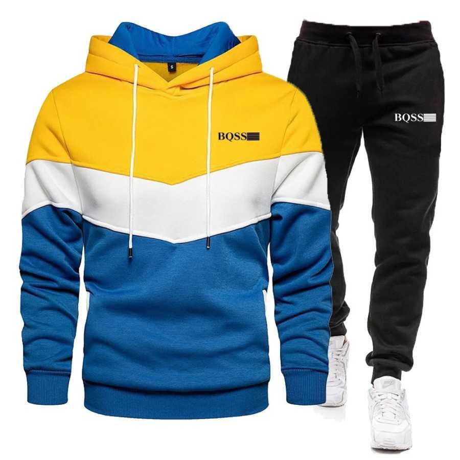 Conjunto de dos piezas para hombre, Sudadera con capucha y cremallera,