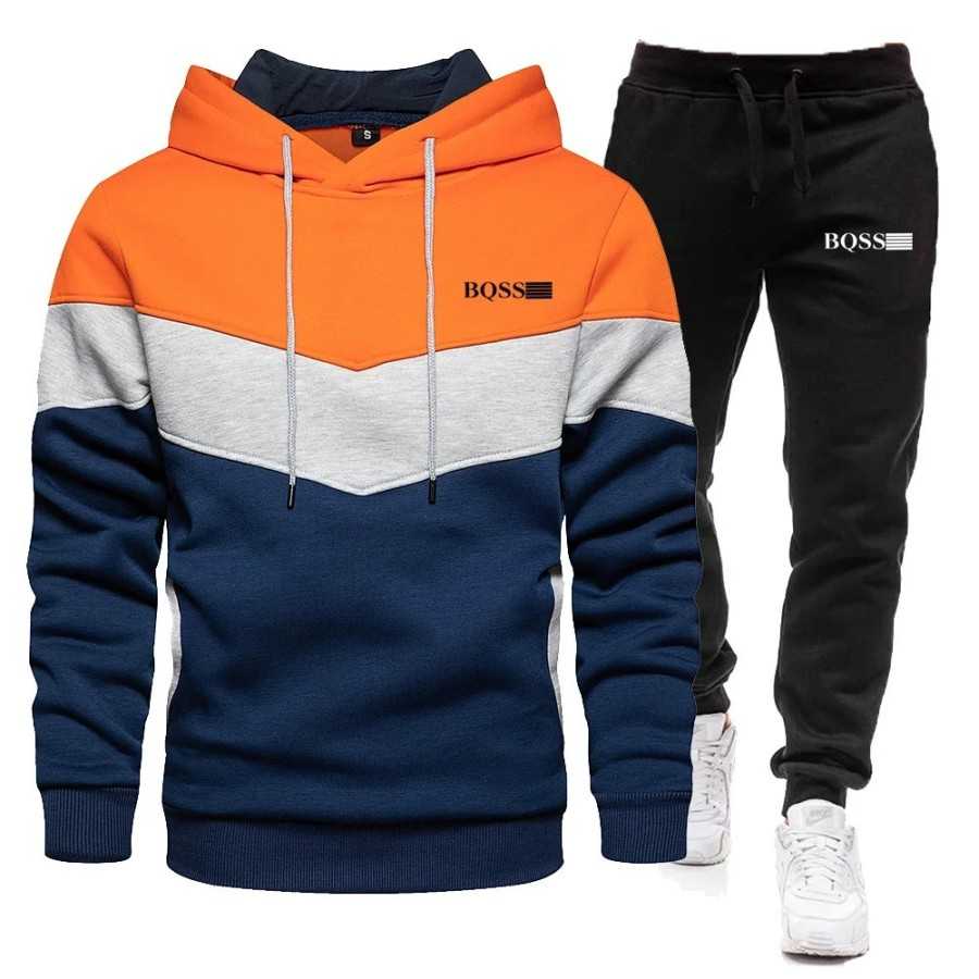 Conjunto de dos piezas para hombre, Sudadera con capucha y cremallera,