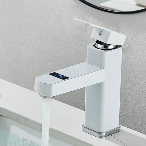 Shinesia grifo de baño para lavabo, mezclador de temperatura Digital L