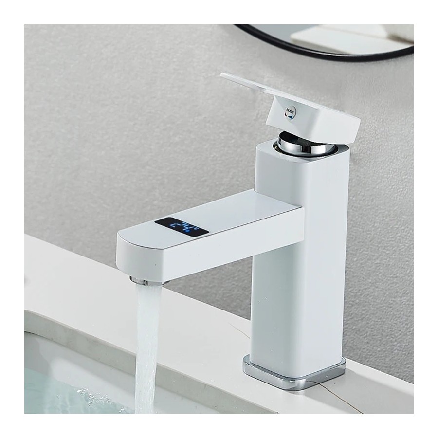 Shinesia grifo de baño para lavabo, mezclador de temperatura Digital L