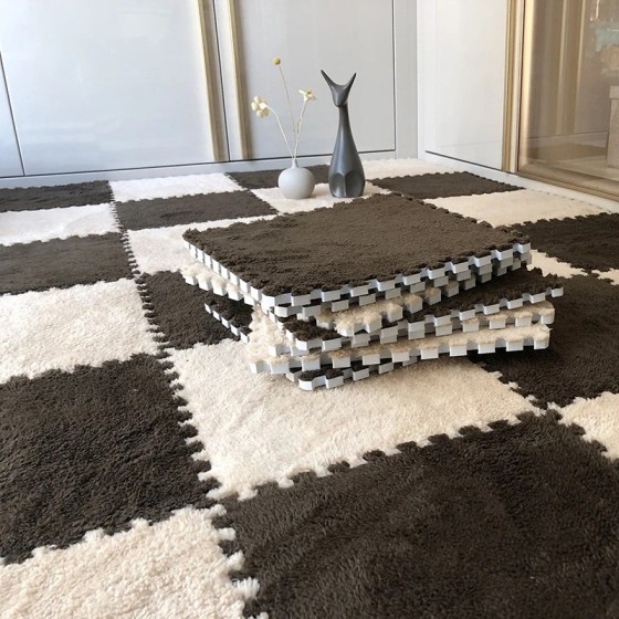Alfombra de juego de felpa suave para bebé, Alfombra de espuma EVA par