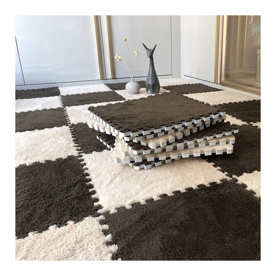 Alfombra de juego de felpa suave para bebé, Alfombra de espuma EVA par