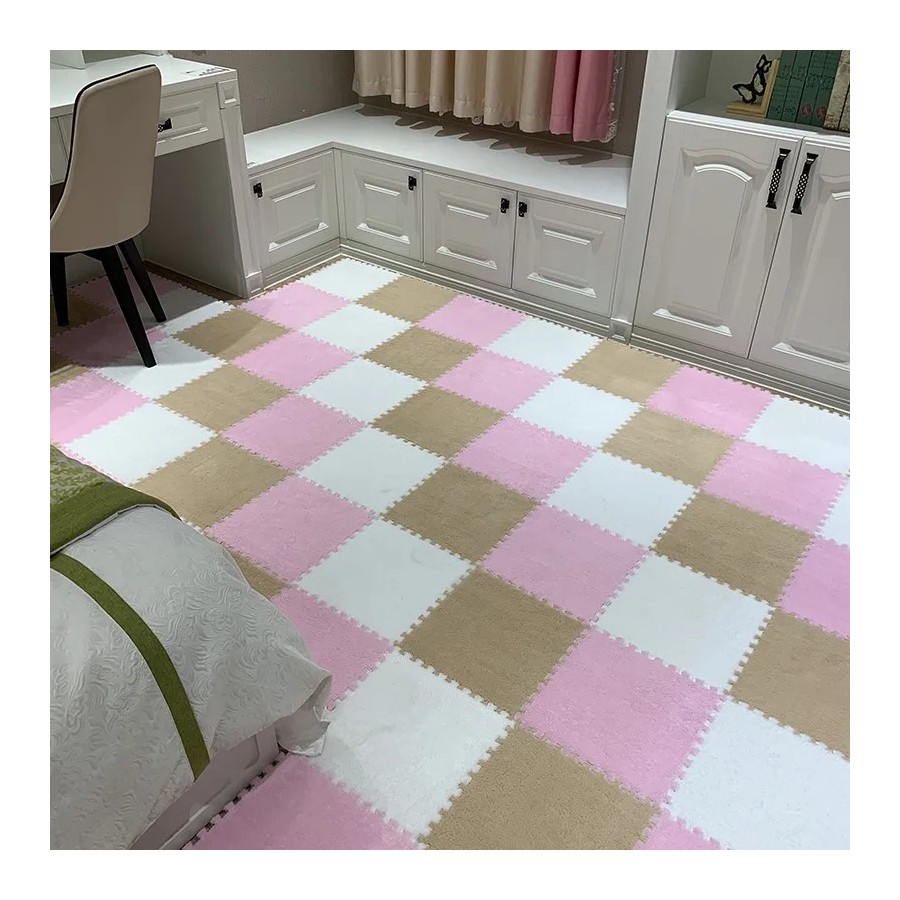 Alfombra de juego de felpa suave para bebé, Alfombra de espuma EVA par