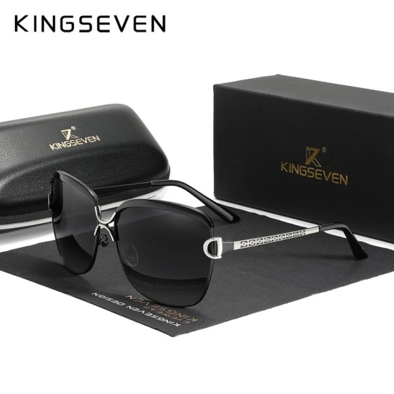 KINGSEVEN-gafas De sol polarizadas para mujer, lentes redondas con deg KINGSEVEN-gafas De sol polarizadas para mujer, lentes redondas con deg