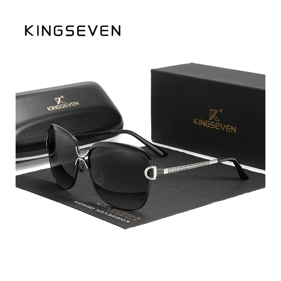 KINGSEVEN-gafas De sol polarizadas para mujer, lentes redondas con deg KINGSEVEN-gafas De sol polarizadas para mujer, lentes redondas con deg