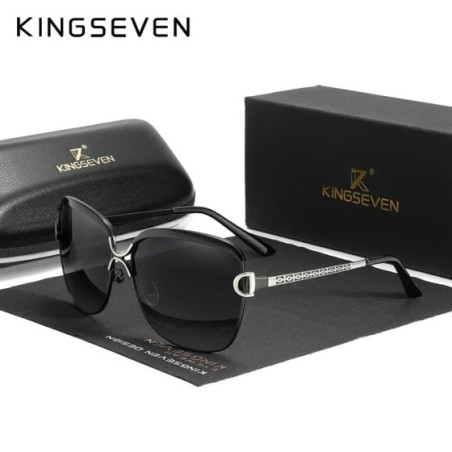 KINGSEVEN-gafas De sol polarizadas para mujer, lentes redondas con degradado, cuadradas, De marca De lujo