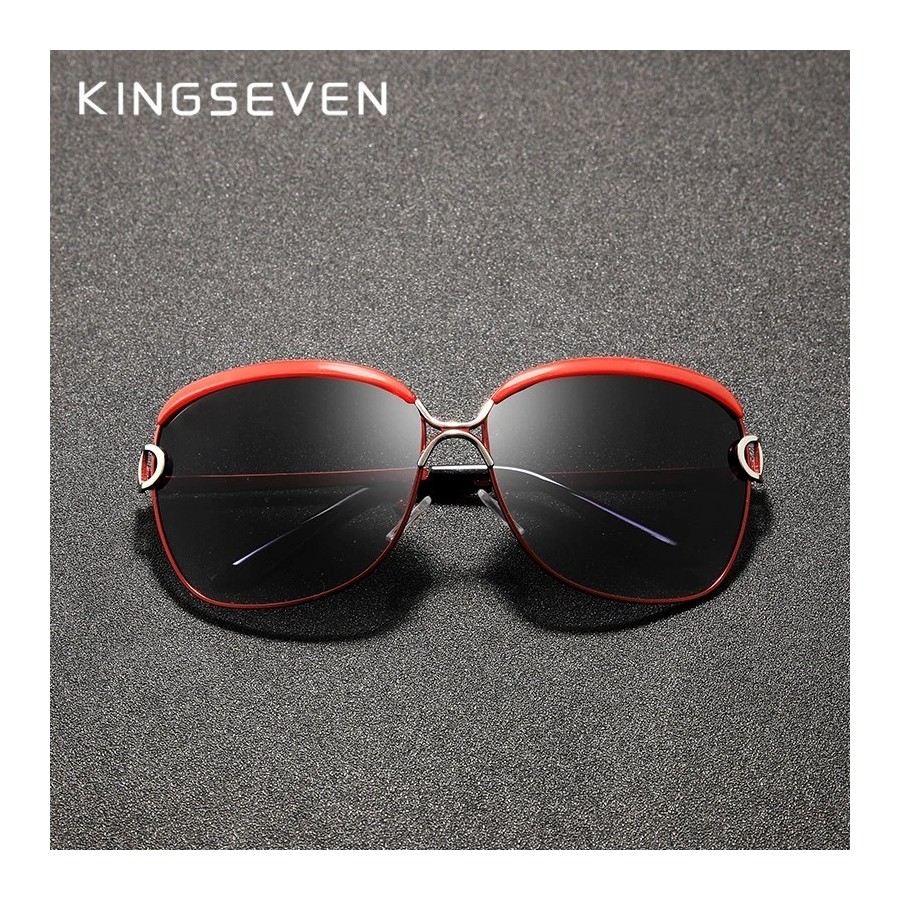 KINGSEVEN-gafas De sol polarizadas para mujer, lentes redondas con deg
