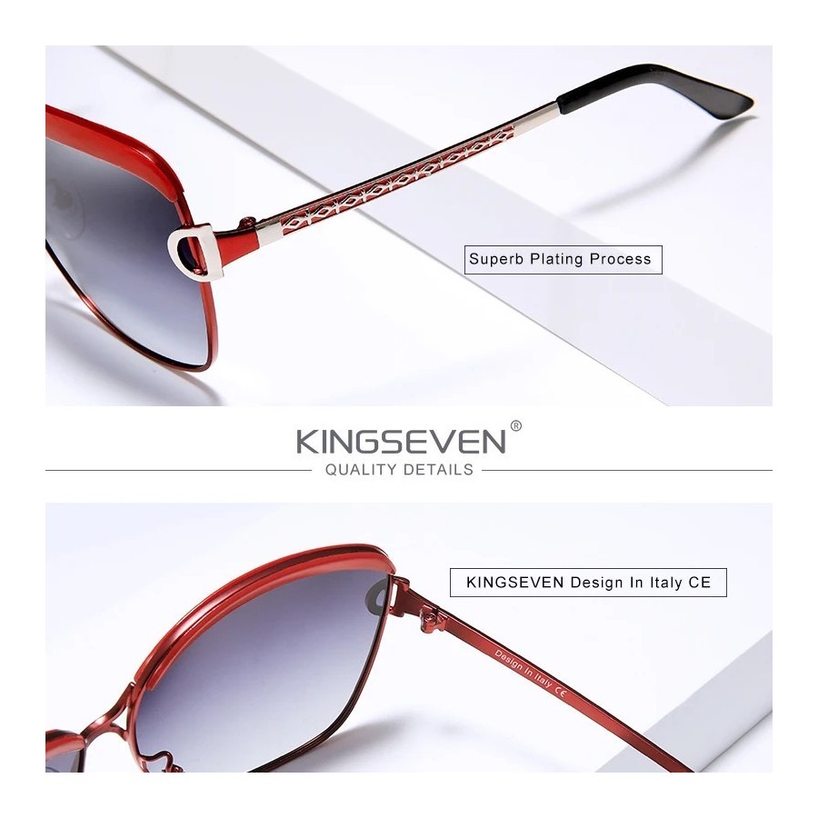 KINGSEVEN-gafas De sol polarizadas para mujer, lentes redondas con deg