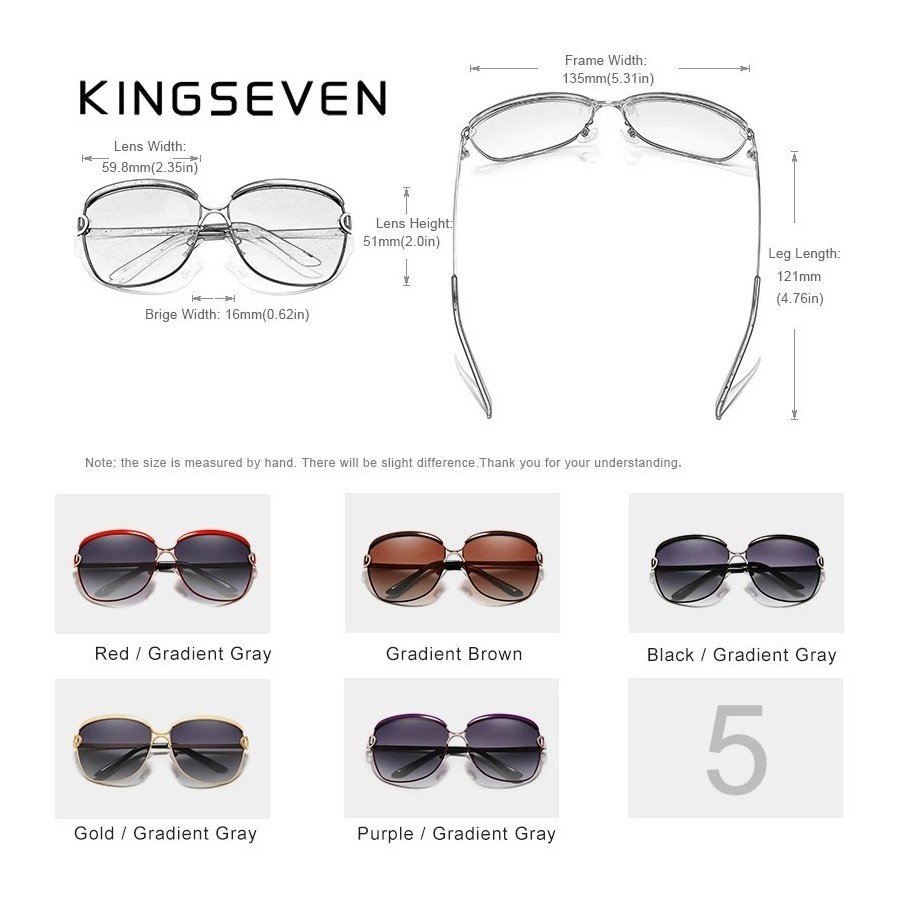 KINGSEVEN-gafas De sol polarizadas para mujer, lentes redondas con deg