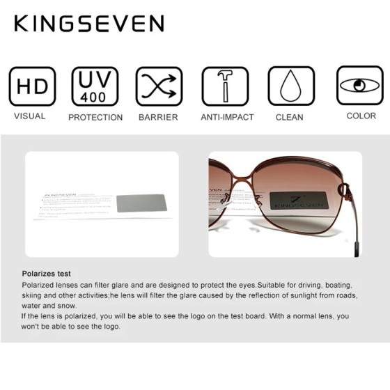 KINGSEVEN-gafas De sol polarizadas para mujer, lentes redondas con deg KINGSEVEN-gafas De sol polarizadas para mujer, lentes redondas con deg