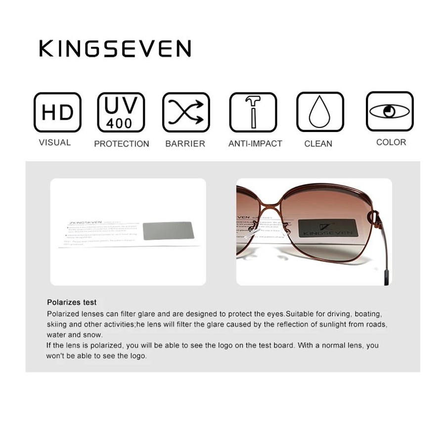 KINGSEVEN-gafas De sol polarizadas para mujer, lentes redondas con deg