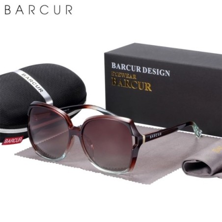 BARCUR gafas de sol TR90 de gran tamaño para mujer, gafas de sol polarizadas UV400, gafas de sol para mujer con lentes degradado
