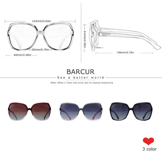 BARCUR gafas de sol TR90 de gran tamaño para mujer, gafas de sol polar BARCUR gafas de sol TR90 de gran tamaño para mujer, gafas de sol polar