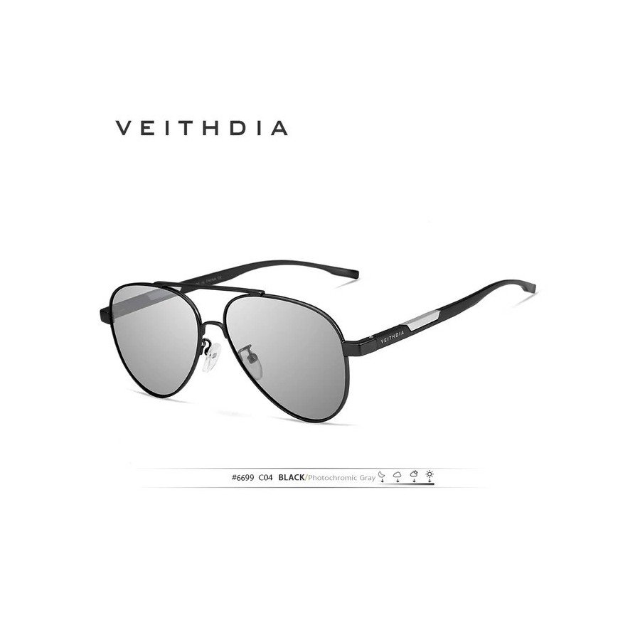 VEITHDIA-gafas de sol fotocromáticas de aluminio para hombre y mujer,