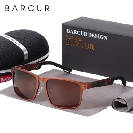 BARCUR-gafas De Sol cuadradas De aluminio y magnesio para hombre y mujer, De estilo Vintage lentes polarizadas, deportivas
